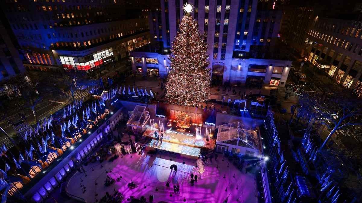 Ceremonia de encendido del árbol del Rockefeller Center en Nueva York