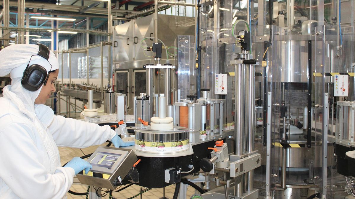 Una trabajadora en la zona de envasado de la fábrica.