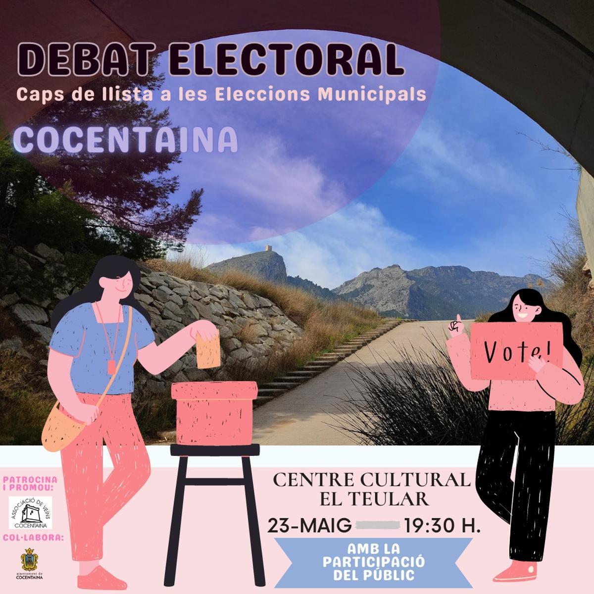 Cartel del debate electoral en Cocentaina.