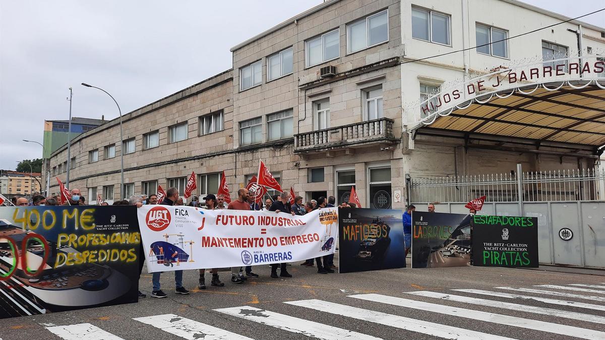 Extrabajadores de Barreras, en una protesta.