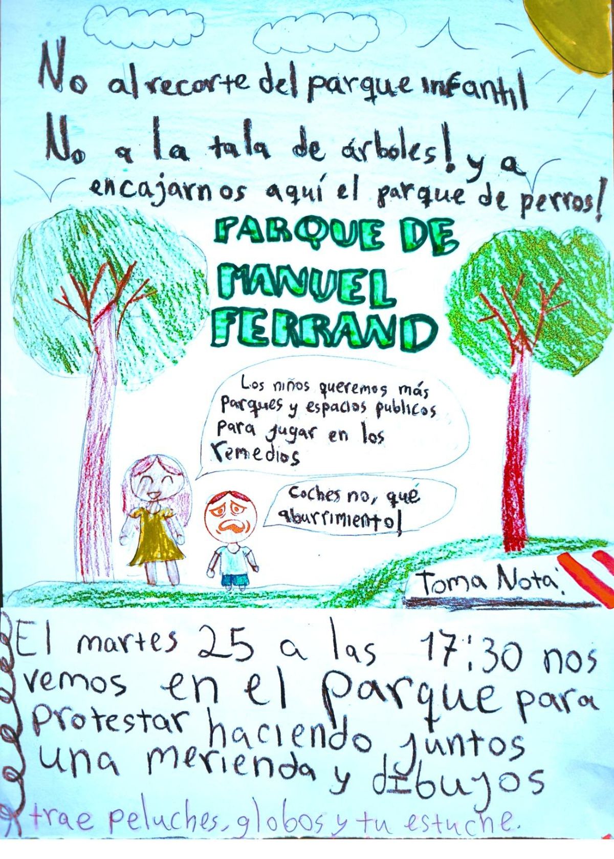 Convocatoria de los vecinos de Los Remedios para la concentración de este martes en los Jardines Manuel Ferrand