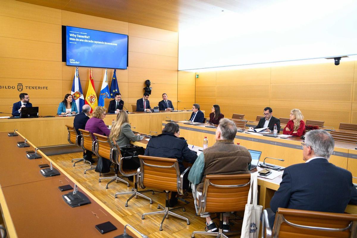 El vicepresidente del Cabildo de Tenerife, Lope Afonso, preside una reunión.
