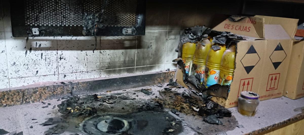 Estado en el que quedó la cocina.