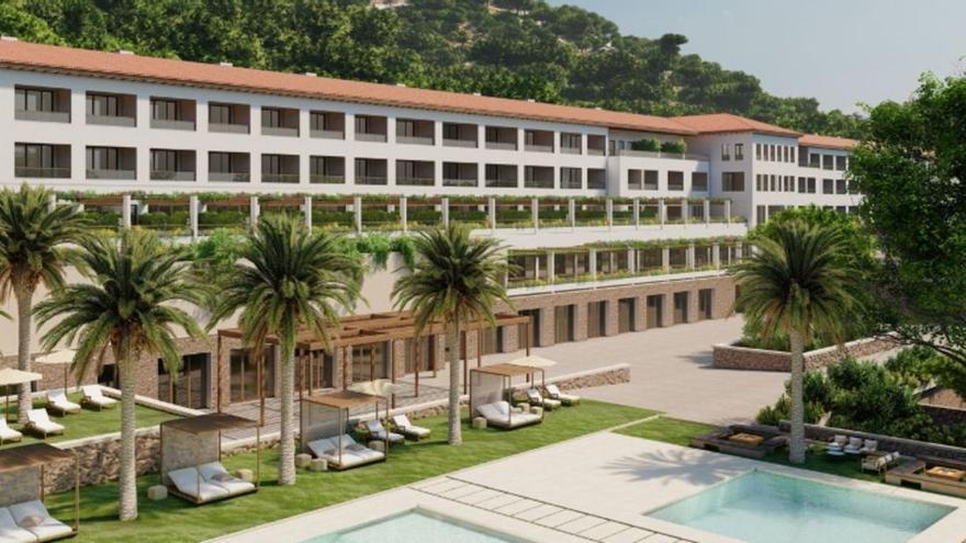 So soll das fertige Luxushotel Four Seasons Formentor aussehen, wenn es voraussichtlich im Juni 2024 eröffnet. Investor Emin Capital hat insgesamt 165 Millionen Euro dafür bezahlt. | ENTWURF: EMIN CAPITAL