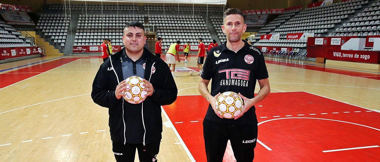 Fer Pitart (izq.) y Lucas Fernández, en el entrenamiento del equipo en el Central