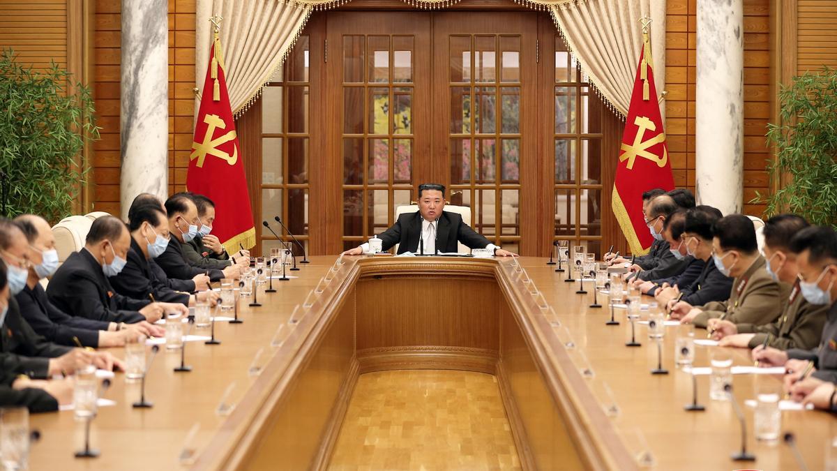 North Korean leader Kim Jong Un chairs a Worker's Party meeting on coronavirus disease (COVID-19) outbreak response