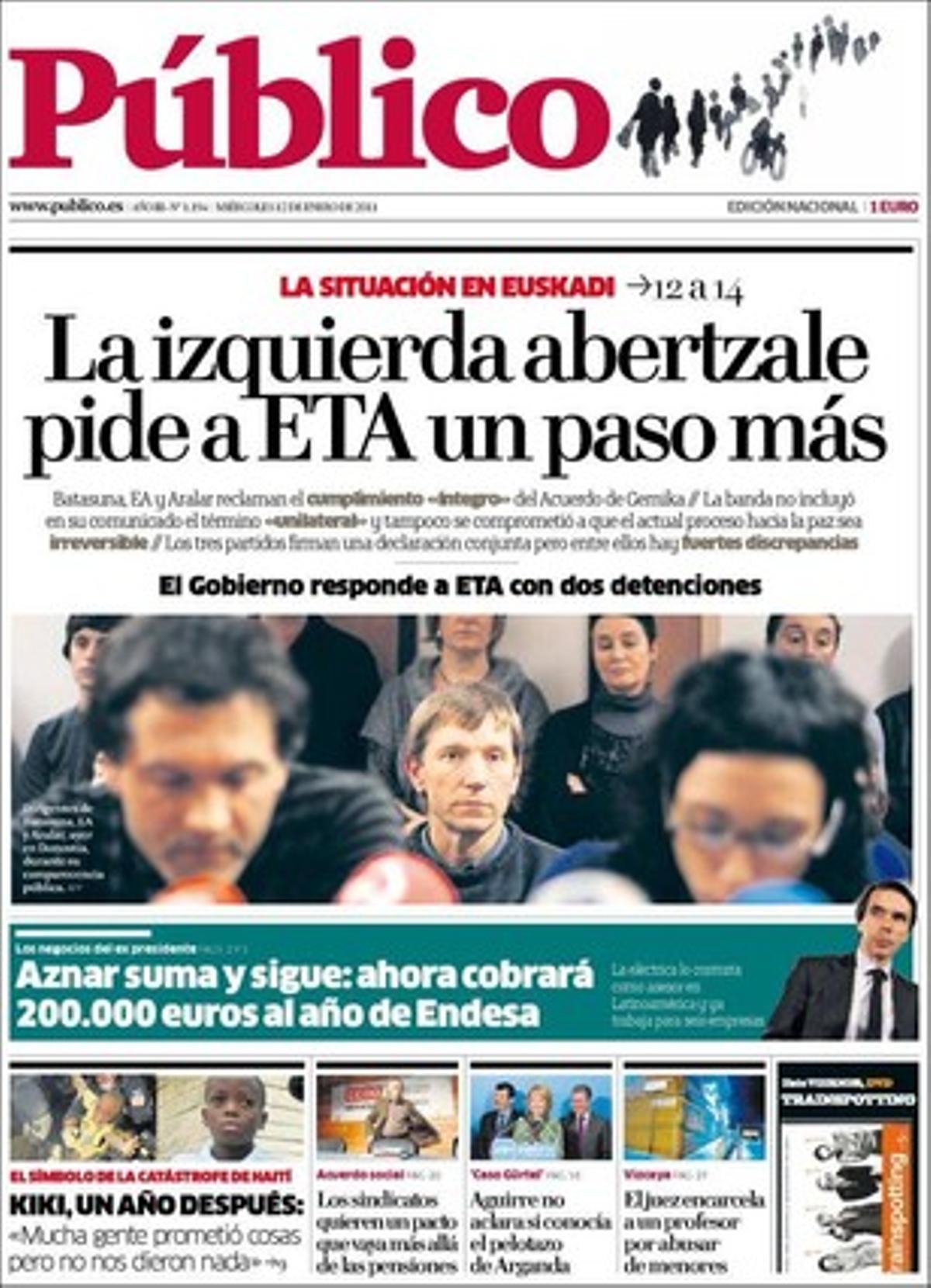 ’Público’ dóna rellevància al fet que al fitxar per l’Endesa, que va privatitzar l’expresident, Aznar percep ja retribucions de sis empreses, i que Esperanza Aguirre no aclareix de moment si estava al cas del ’pelotazo’ d’Arganda que va deixar a Gurtel gairebé 13 milions d’euros.