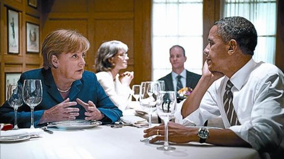 Obama y Merkel cenan en privado en un restaurante de Washington.