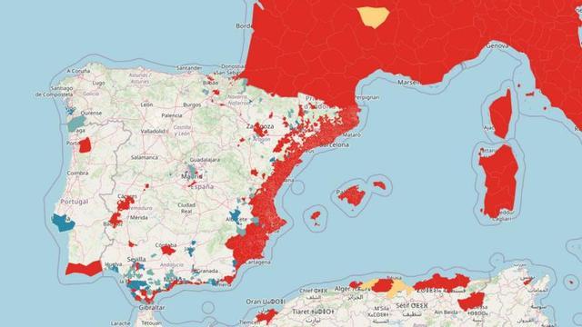 Zonas con mayor presencia de mosquito tigre, según la aplicación Mosquito Alert del Ministerio.