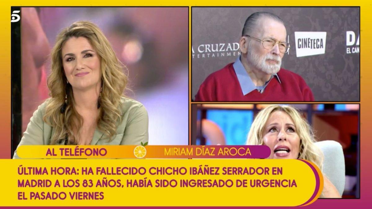 Miríam Díaz-Aroca recordando a Chicho Ibáñez Serrador con Carlota Corredera en 'Sálvame'