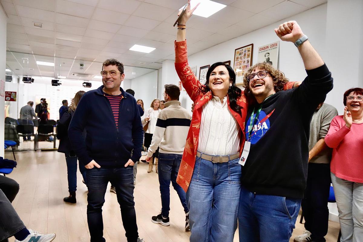 En imágenes | Chunta Aragonesista (CHA) reacciona a los resultados electorales