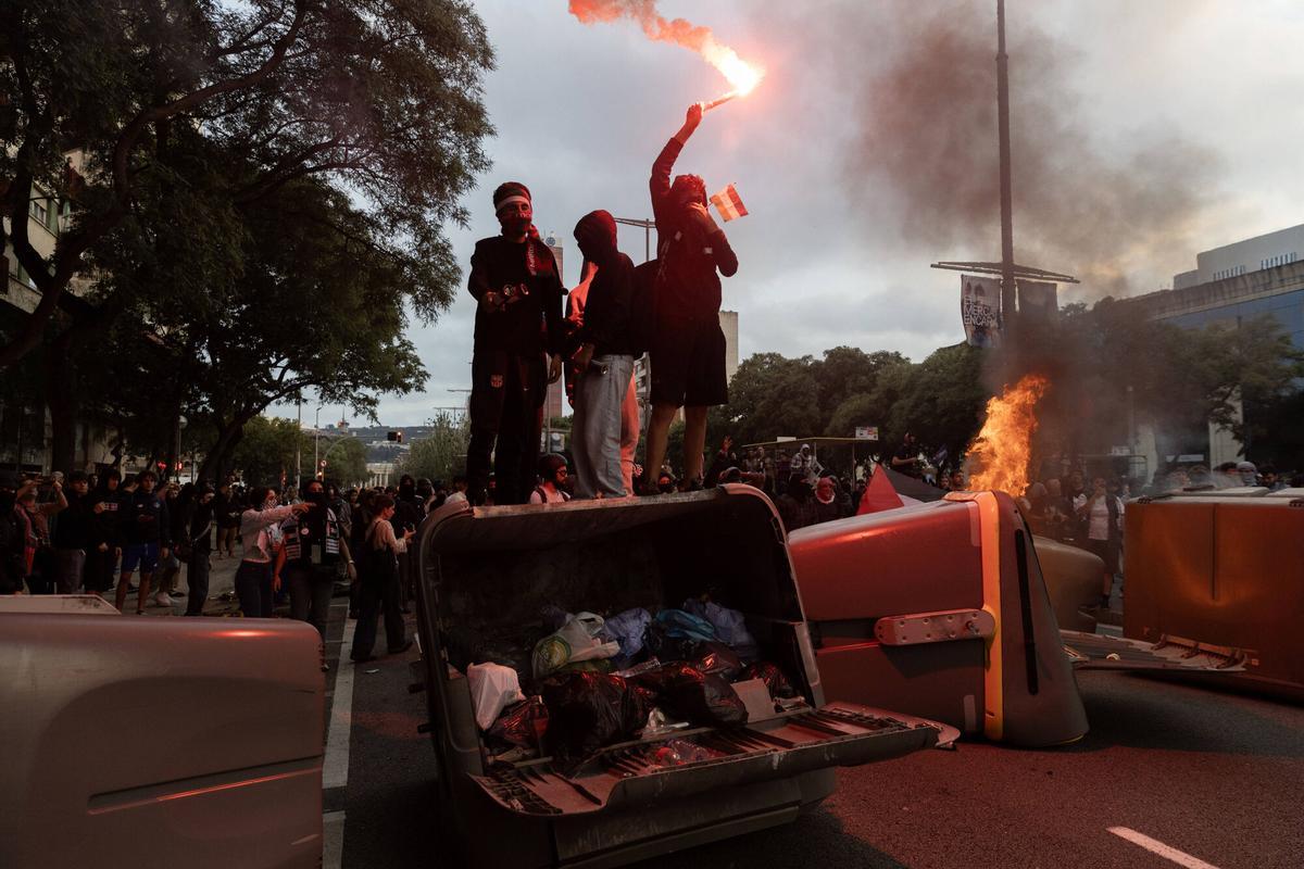 ALtercados en la manifestación por Palestina en Barcelona, 15 octubre 2025