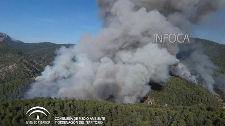 Más de 300 personas siguen trabajando en el incendio en la sierra de Segura