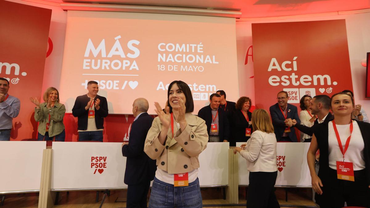 Diana Morant dirige un comité nacional del PSPV en la sede de UGT.