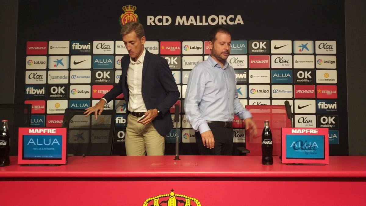 Alfonso Díaz y Pablo Ortells, durante la rueda de prensa que han ofrecido este mediodía en Son Moix.