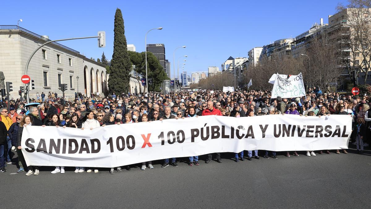 Manifestación en defensa de la sanidad pública convocada este domingo en Madrid