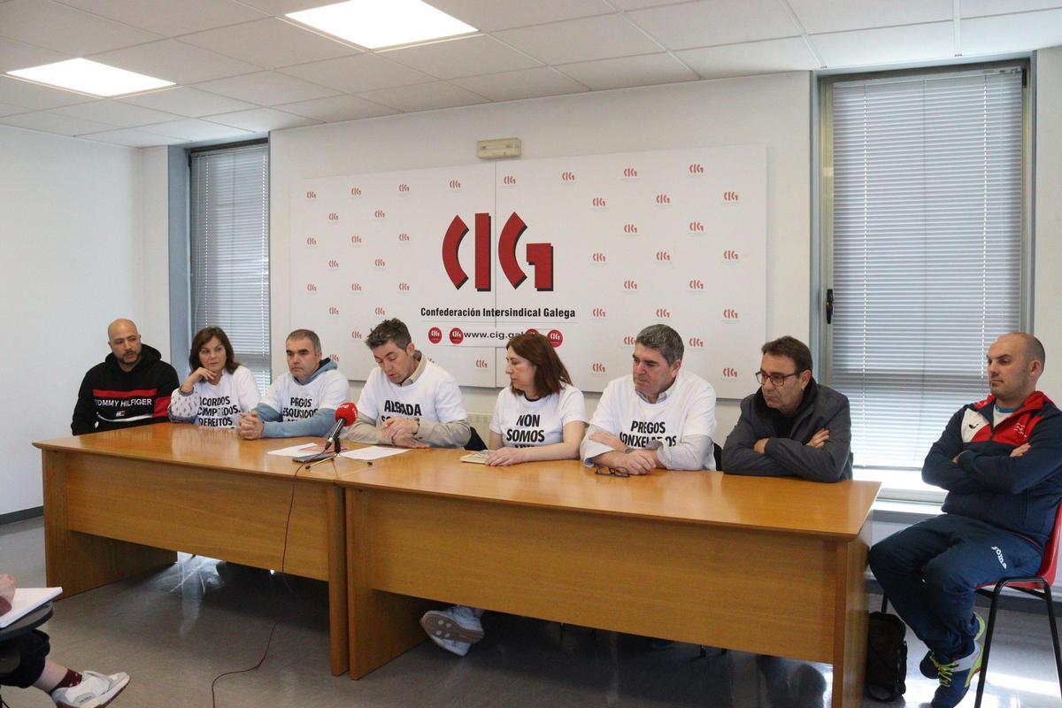 El comité de empresa de Albada, durante su comparecencia informativa.