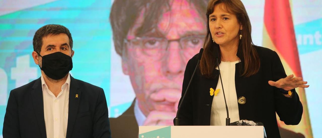La candidata de Jxcat, Laura Borràs valora los rexultados de las elecciones del 14-F.