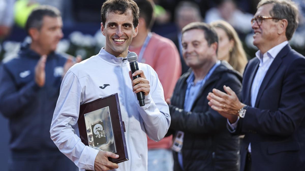 Ramos, homenajeado este lunes en el torneo de tenis de Barcelona.