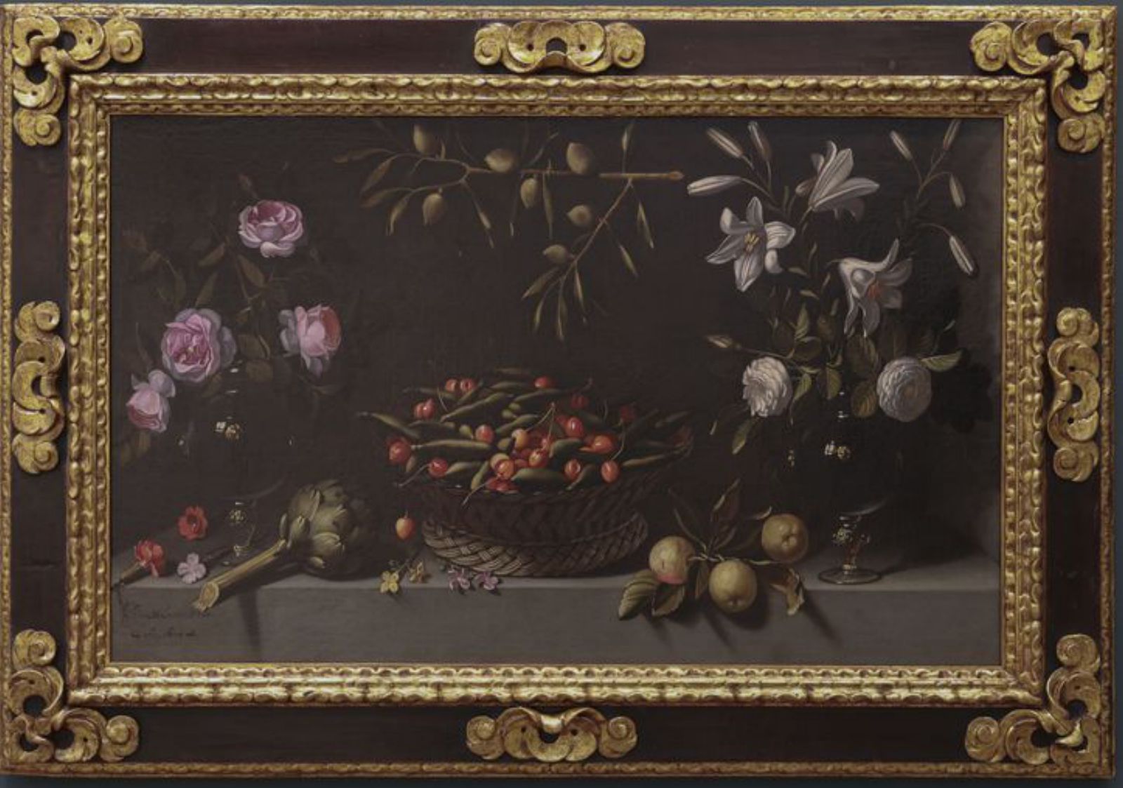 «Bodegón con floreros y cesta de guisantes y cerezas» (1621), de Juan van der Hamen. | Irma Collín