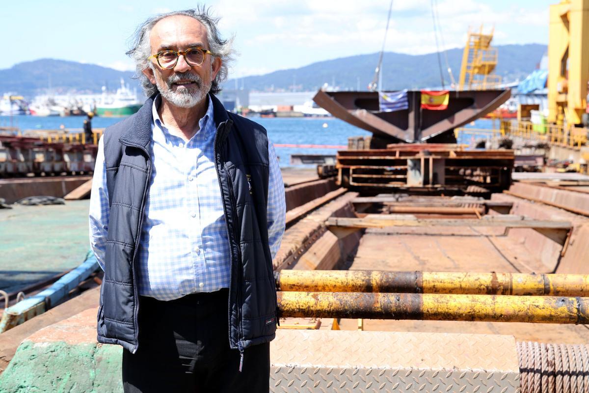 Mario Cardama, director general de Astilleros Cardama, posa en Vigo en dichas instalaciones el mismo día de la colocación de la quilla de la primera de las dos patrulleras tipo OPV (offshore patrol vessels) encargados por la Armada de Uruguay. ENTREVISTA. ASTILLERO. COSTRUCCION NAVAL. PATRULLERA. CARDAMA SHIPYARD