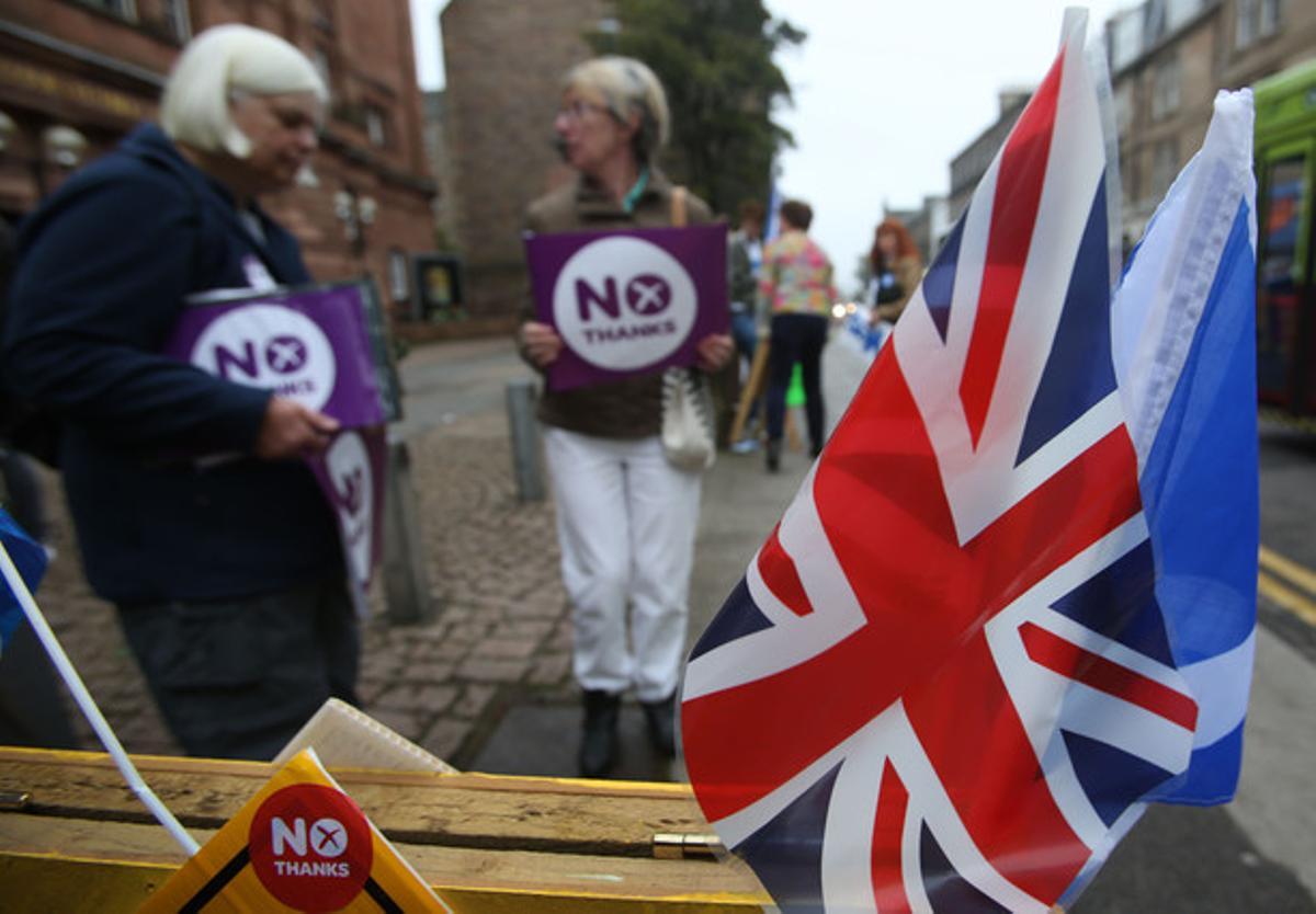 Simpatizantes por el ’No’ a la independencia de Escocia.