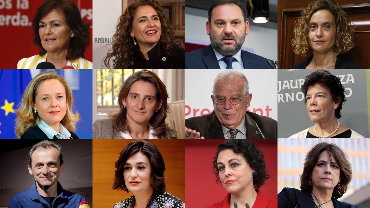 Montaje de 12 de los ministros de Pedro Sánchez, donde predominan las mujeres