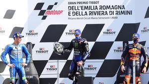 Maverick Viñales, lidera el triplete español en Misano. 