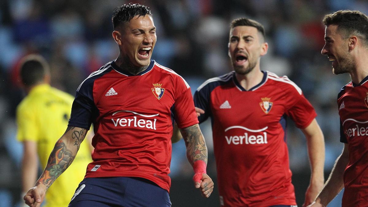 Chimy Ávila celebra un gol frente al Celta