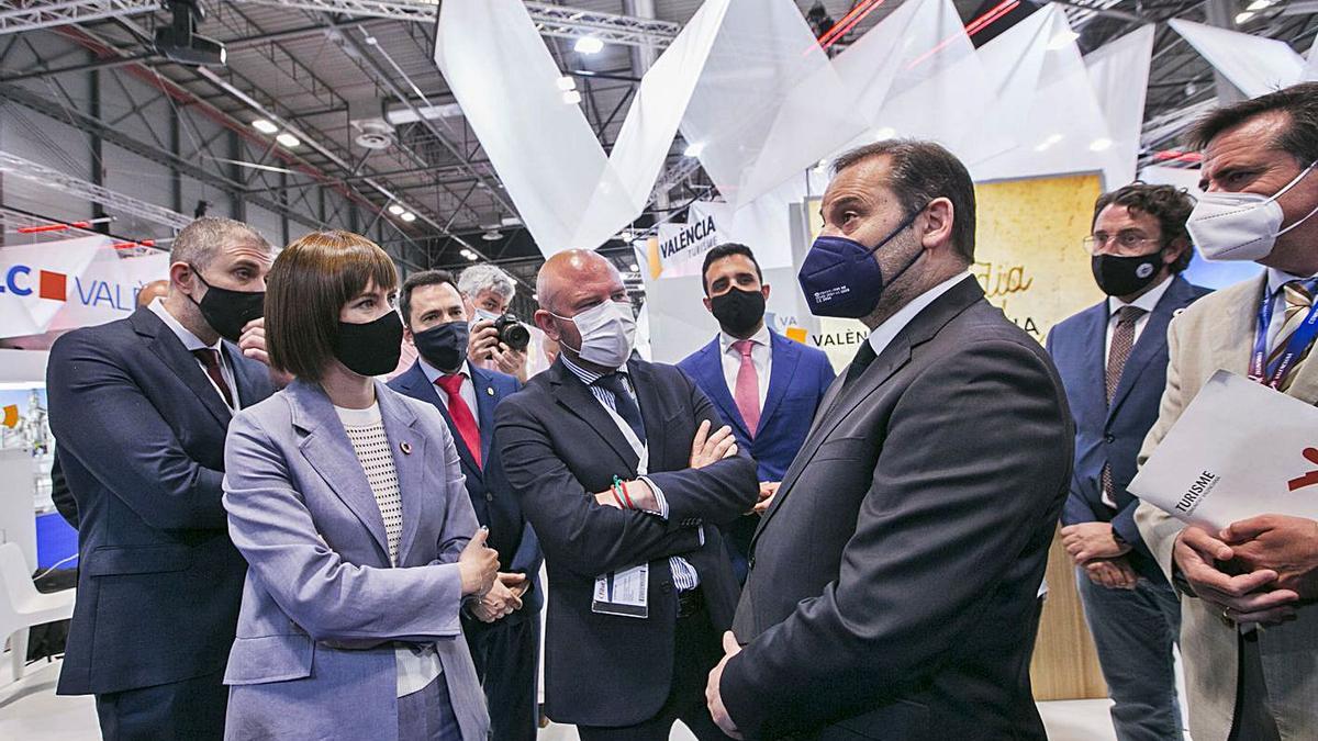 Diana Morant, Toni Gaspar y José Luis Ábalos en la última edición de Fitur en Madrid.  | ÀLEX OLTRA