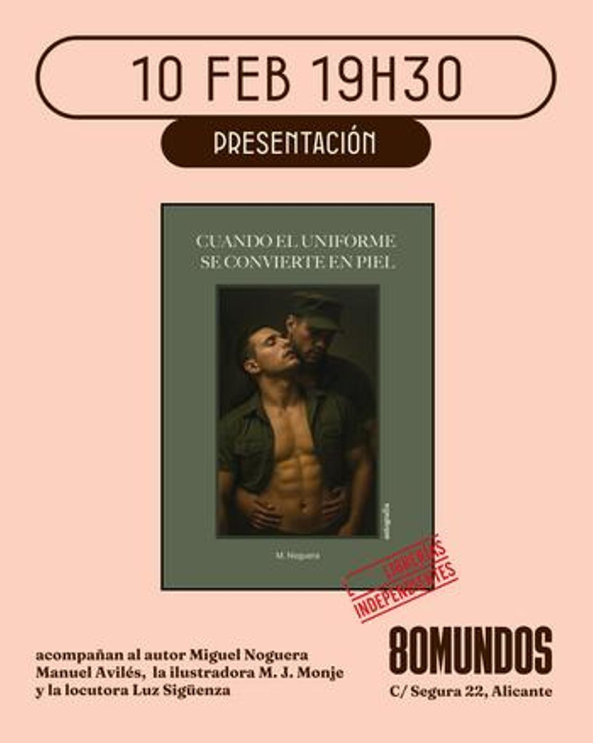 Cartel oficial de la presentación de la novela en la libreróa 80 Mundos de Alicante