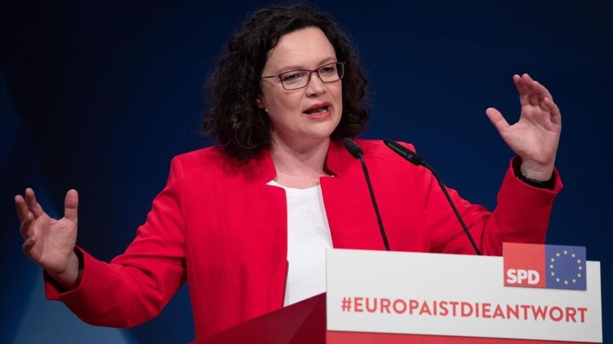 La líder del SPD alemán Andrea Nahles.