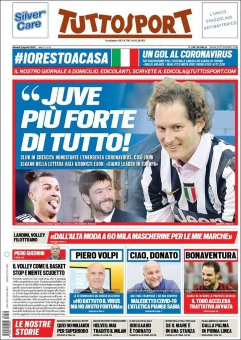 Portada TUTTOSPORT jueves 9 abril 2020