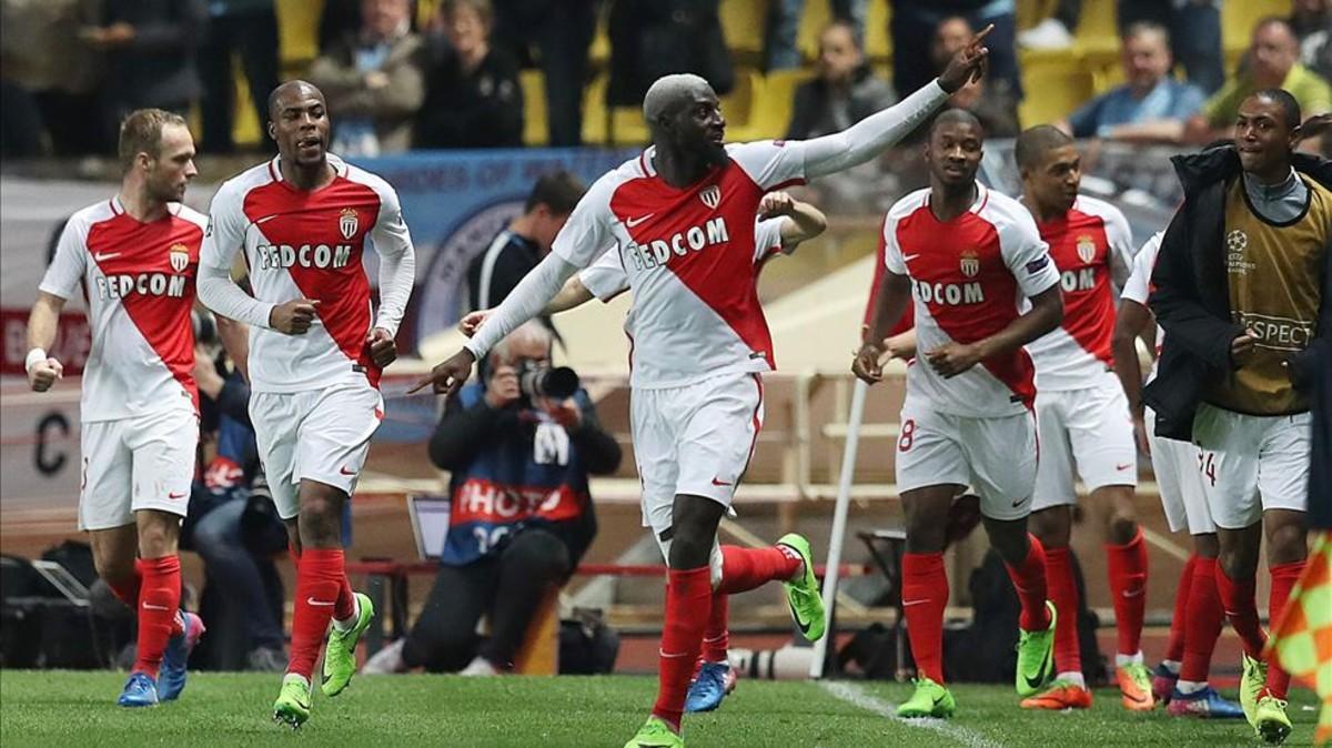 Bakayoko celebra el gol con el que el Mónaco eliminó al City
