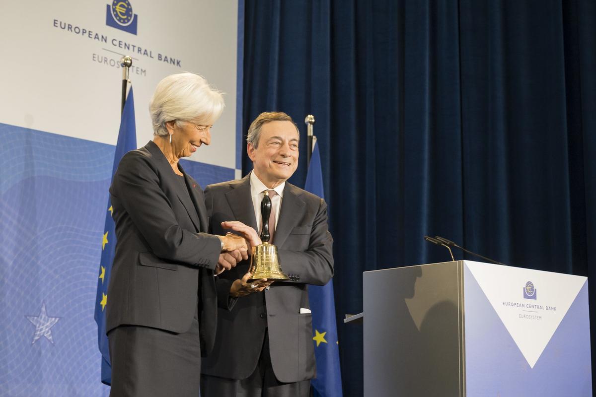 Ceremonia de traspaso de poderes en el BCE entre Mario Draghi y Christine Lagarde.