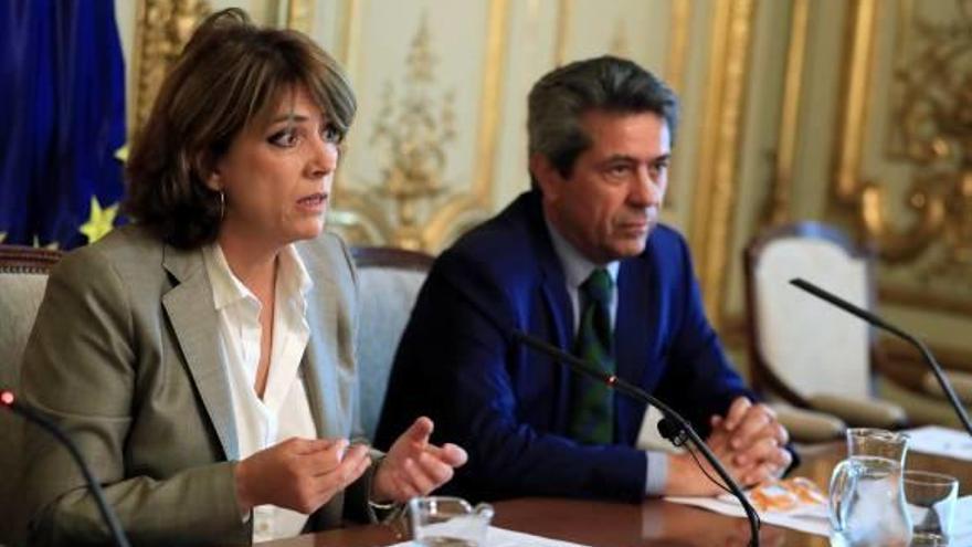 La ministra de Justicia Dolores Delgado durante la inauguración de la jornada, ayer, en Madrid.