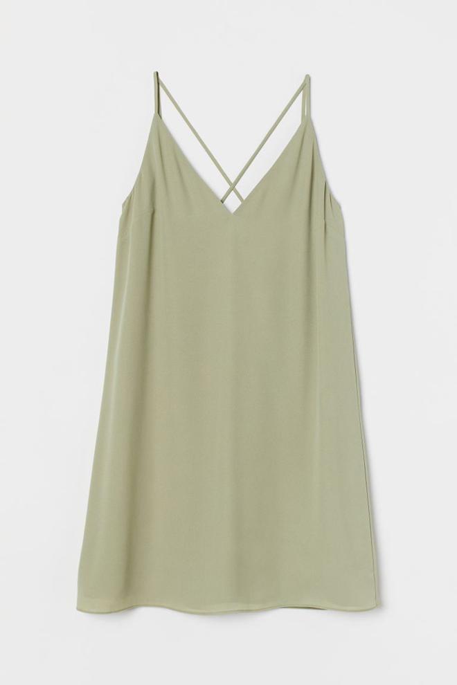 Vestido lencero con escote en V, de H&M
