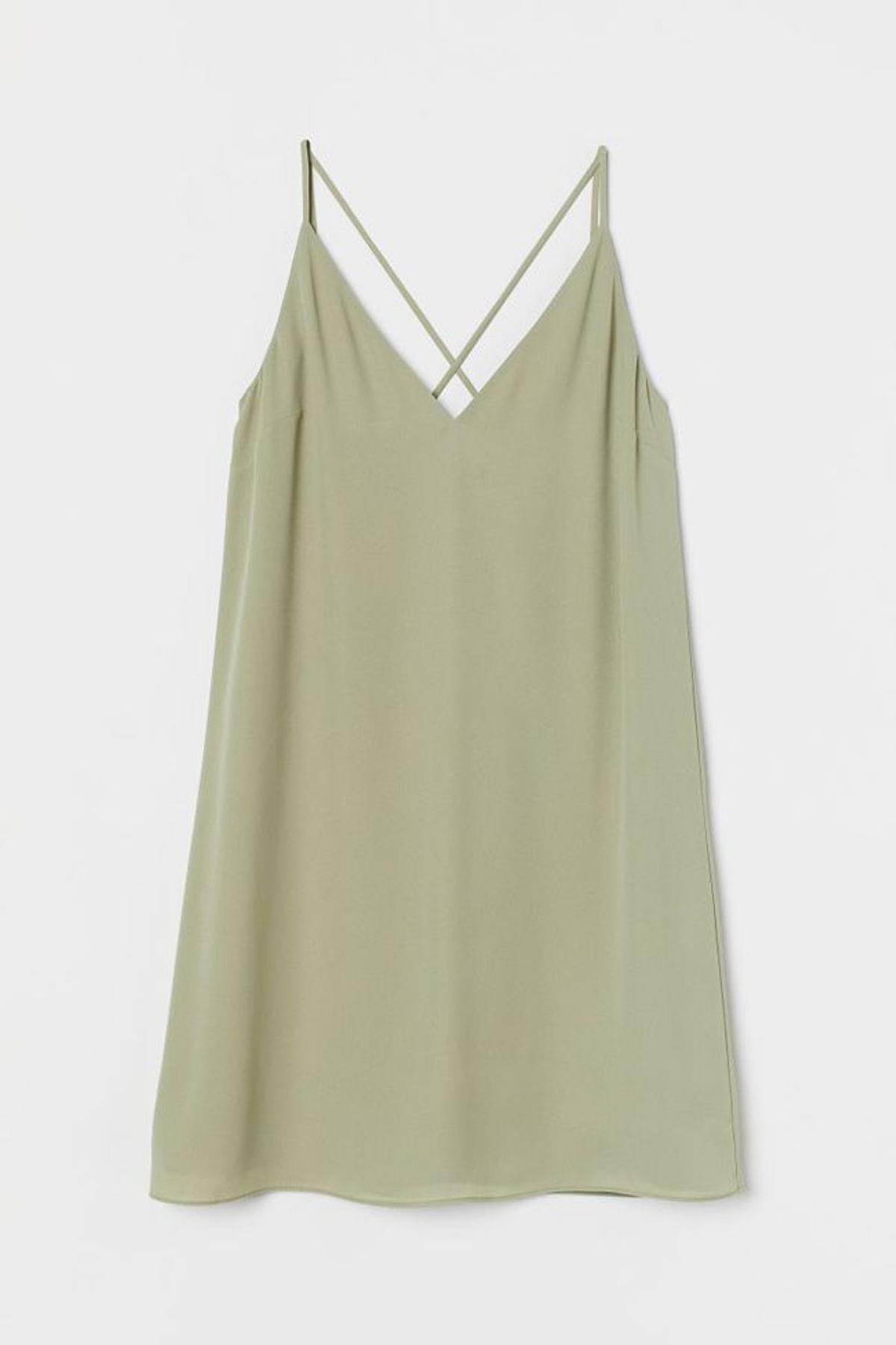 Vestido lencero con escote en V, de H&amp;M