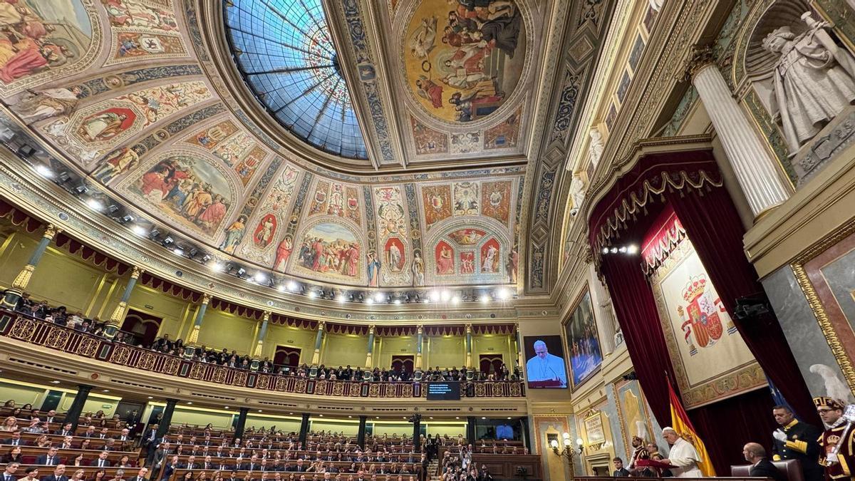 León XIV, ante el Congreso de los Diputados.