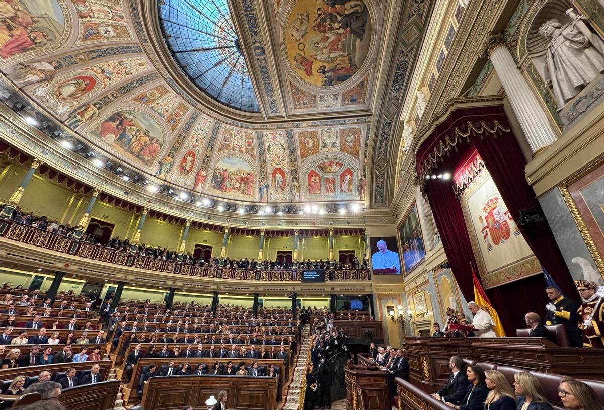 León XIV, ante el Congreso de los Diputados. León XIV, ante el Congreso de los Diputados.