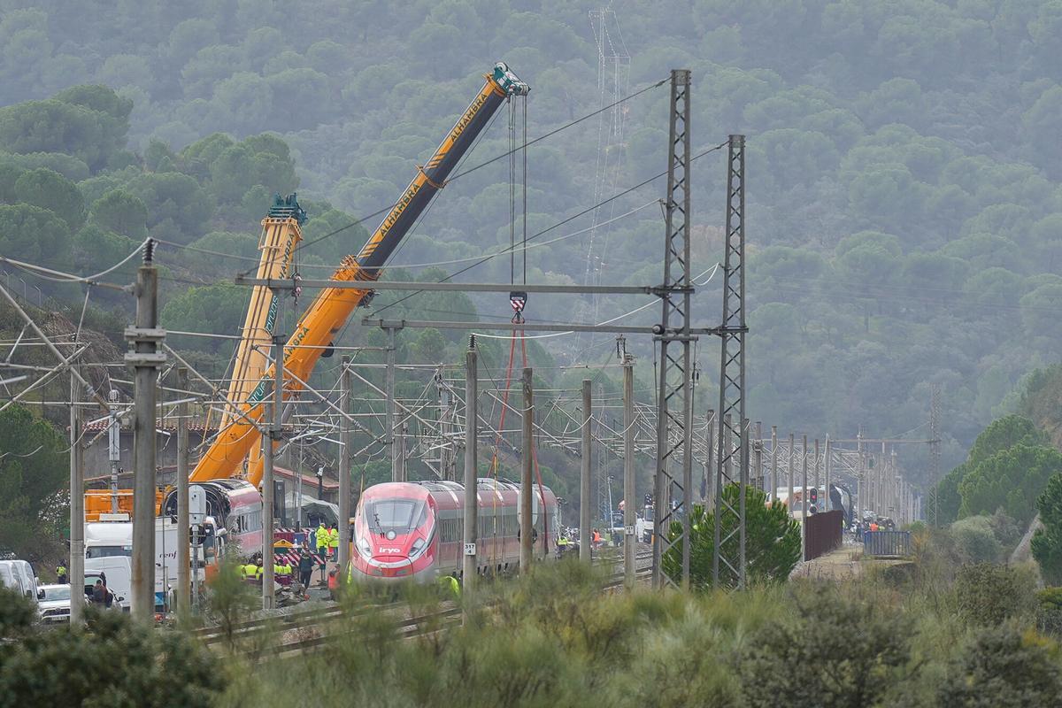 22/01/2026 Trabajos de rescate de los convoyes de trenes accidentados en la zona del suceso en Adamuz (Córdoba). A 22 de enero de 2026, Adamuz, Córdoba (Andalucía, España).La Guardia Civil mantiene este jueves la búsqueda para localizar a dos personas que viajaban en los trenes accidentados en Adamuz (Córdoba), unas labores que abarca desde los amasijos de hierro y restos de los coches siniestrados a las zonas aledañas a las vías. Fuentes conocedoras del dispositivo de búsqueda consultadas por Europa Press han señalado que en la primera inspección en los trenes, tanto en el Iryo como en el Alvia, no se había logrado hallar a estas dos personas que faltan para completar el listado de las 45 denuncias de desaparecidos. POLITICA Francisco J. Olmo - Europa Press
