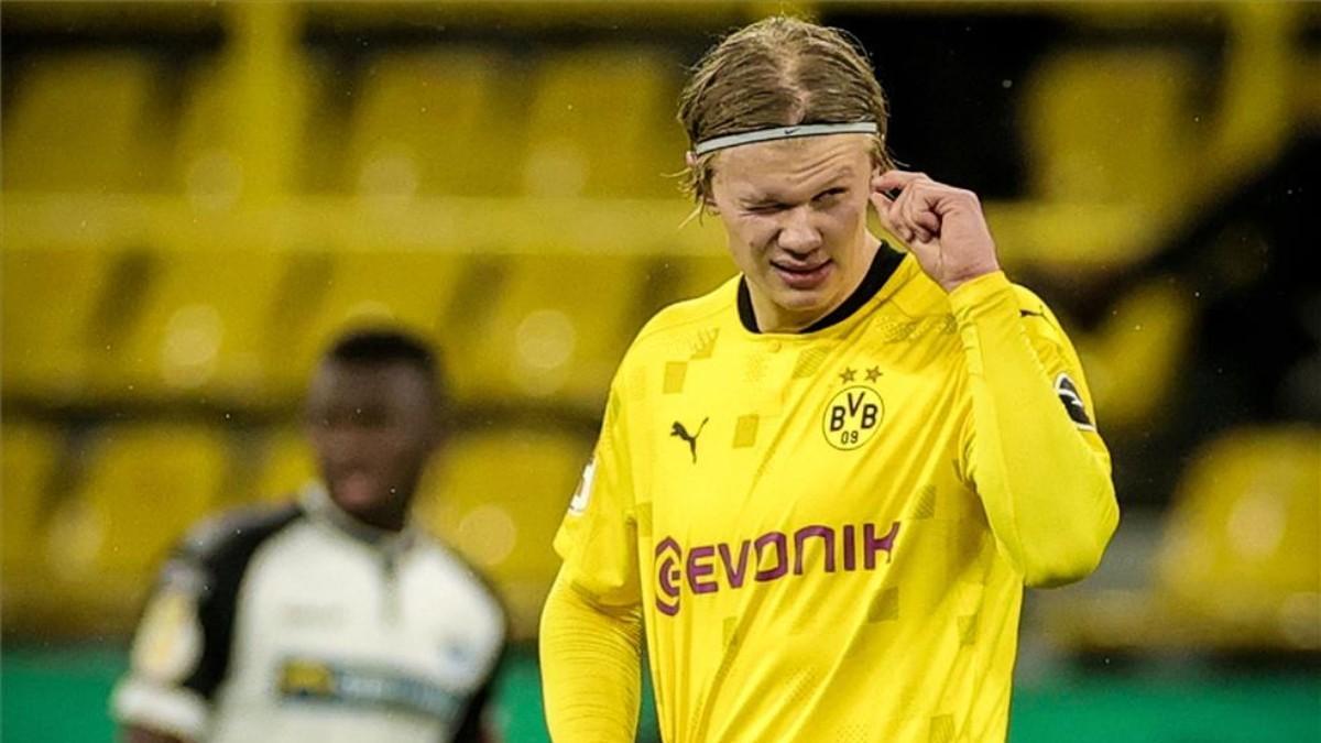 Erling Haaland, durante un partido con el Borussia Dortmund.