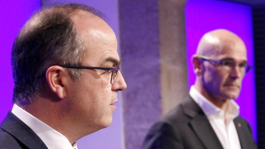 El portaveu del Govern, Jordi Turull, i el conseller d&#039;Exteriors, Raül Romeva