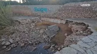 El río Vaca una semana después de la dana Adam: sedimentos y caminos dañados en Simat y Tavernes de la Valldigna por la fuerza del agua
