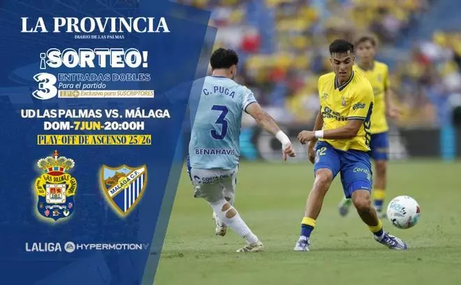 LA PROVINCIA sortea 3 entradas dobles para el UD Las Palmas - Málaga del play off de ascenso