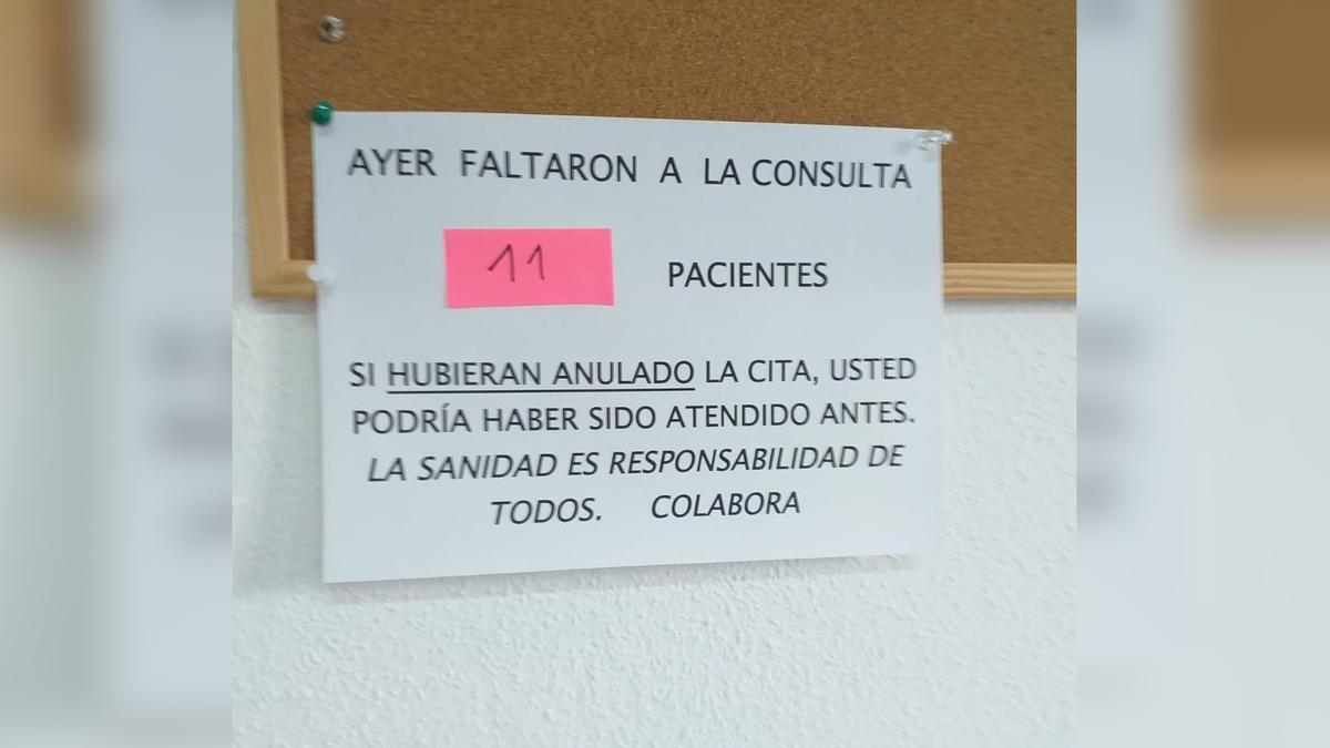 Cartel viral en la consulta médica.