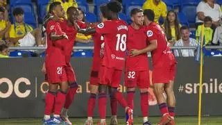 Juanlu Sánchez marca el 1-2 en el estadio de Gran Canaria