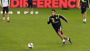 Thiago, en un entrenamiento con la selección española.