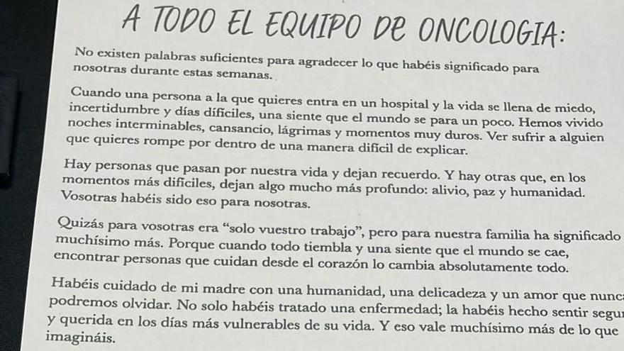 "Paz y humanidad": la carta de agradecimiento de una familia
