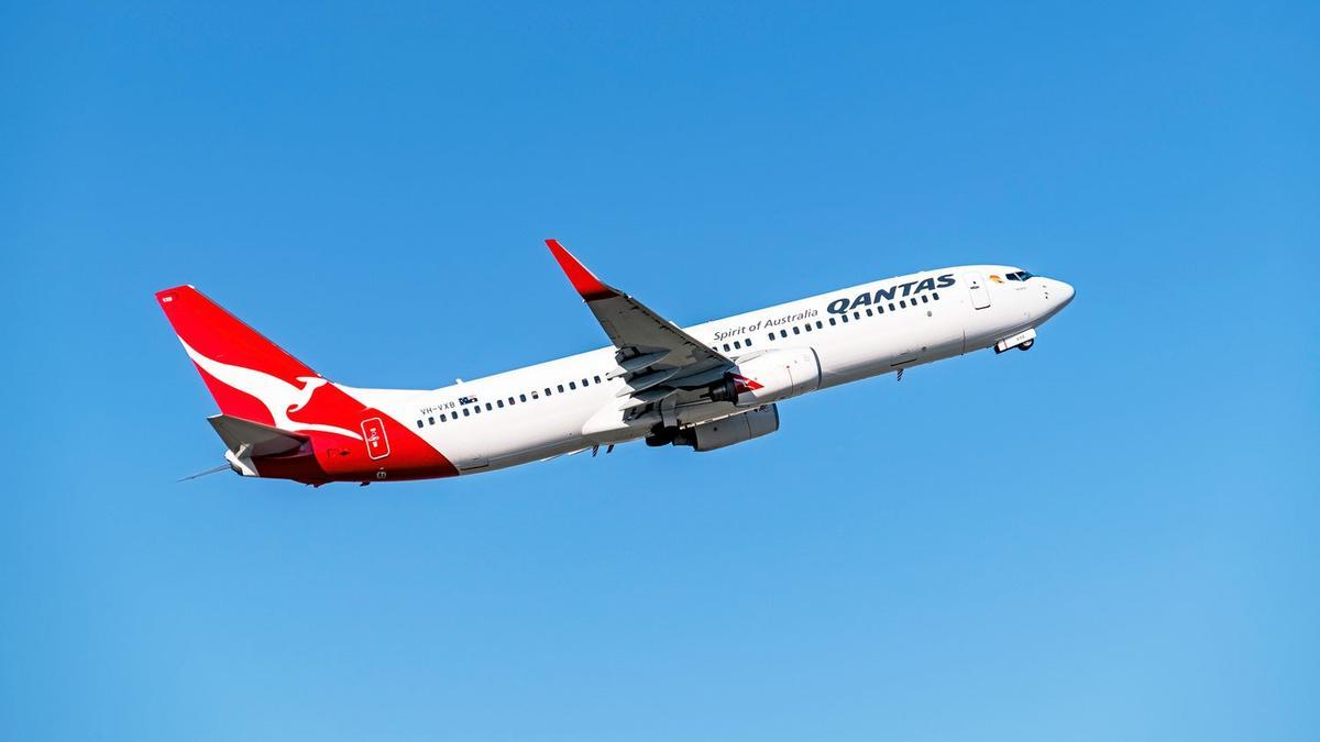 Qantas plane taking-off from Melbourne airport